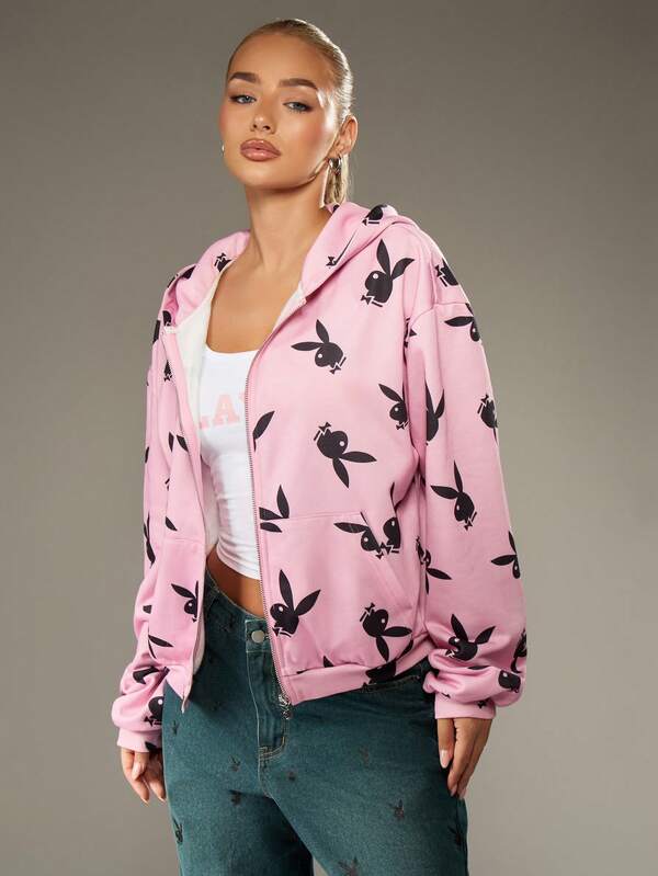 Missguided X Playboy Hooded Sweatshirt With Print