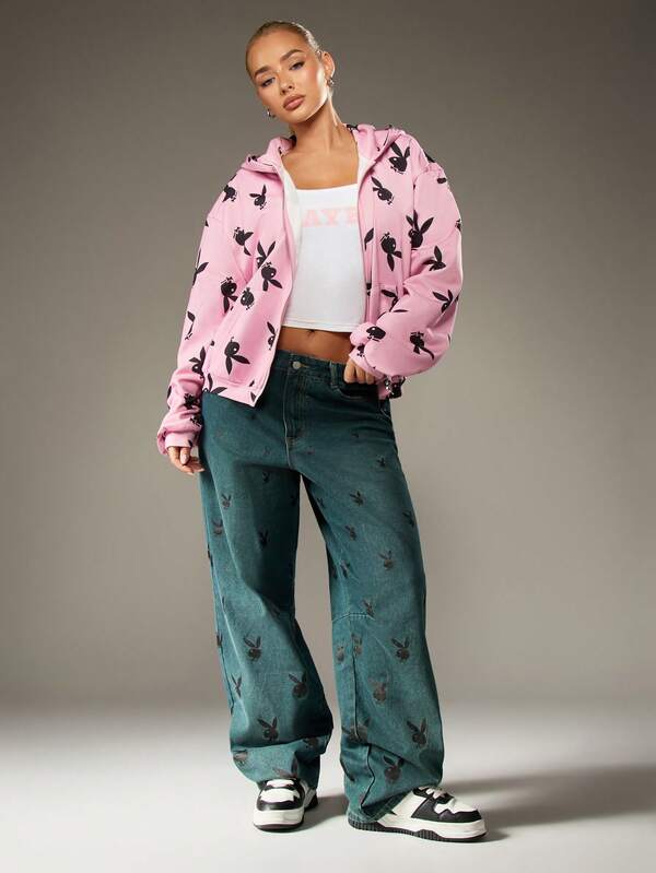 Missguided X Playboy Hooded Sweatshirt With Print