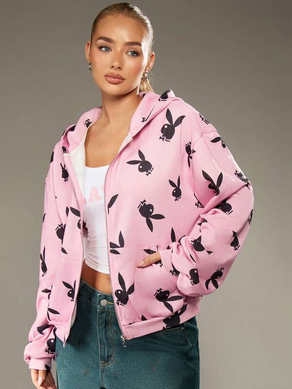 Missguided x Playboy Hooded Sweatshirt With Print