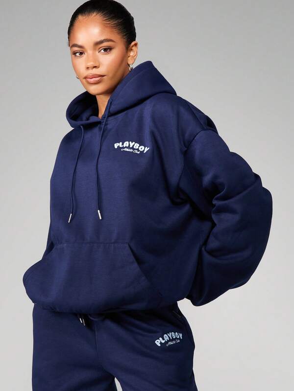 Missguided X Playboy Hoodie With Athletic Club Print
