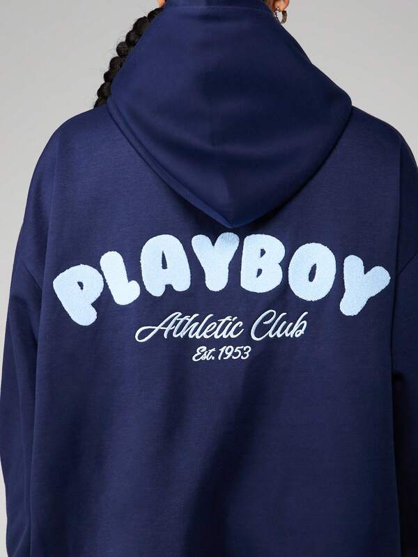 Missguided X Playboy Hoodie With Athletic Club Print