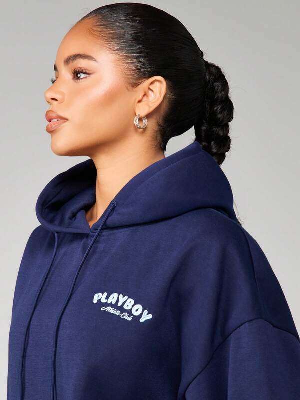 Missguided X Playboy Hoodie With Athletic Club Print