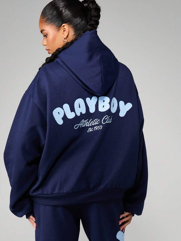 Missguided x Playboy Hoodie With Athletic Club Print