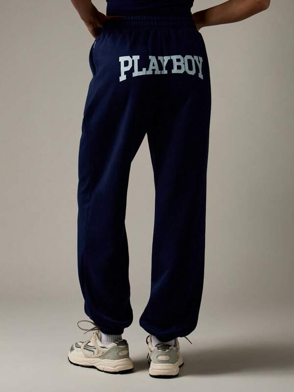 Missguided x Playboy Jogger Sweatpants With Side Pockets Cuffed Ankle