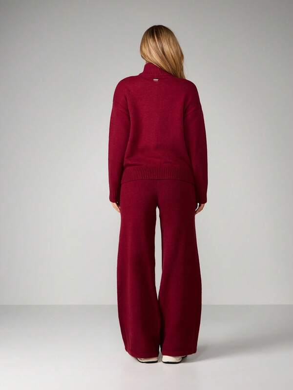 Missguided X Playboy Knit Zip Up Cardigan With Wide Leg Trousers
