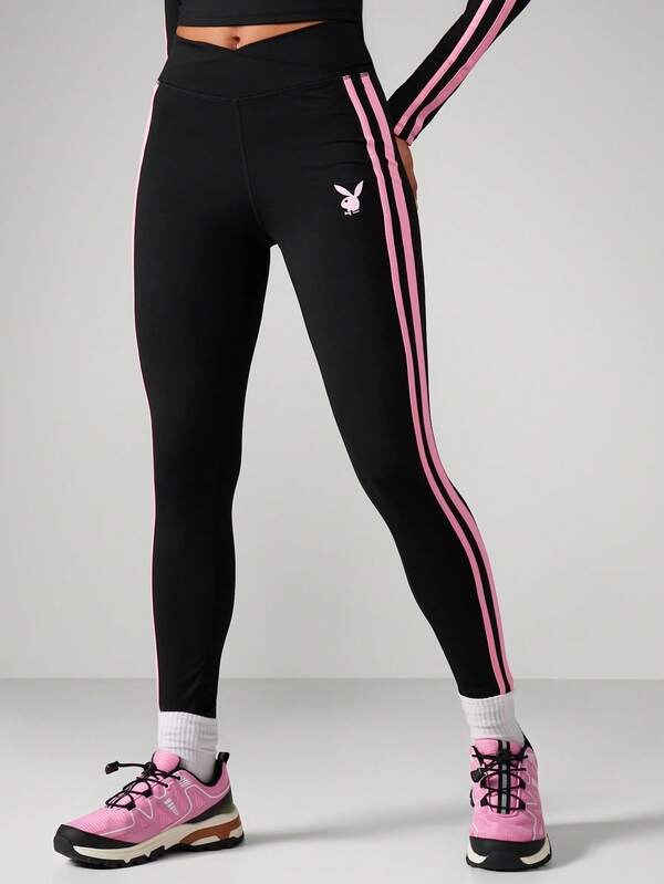 Missguided X Playboy Leggings With Side Stripe Detail