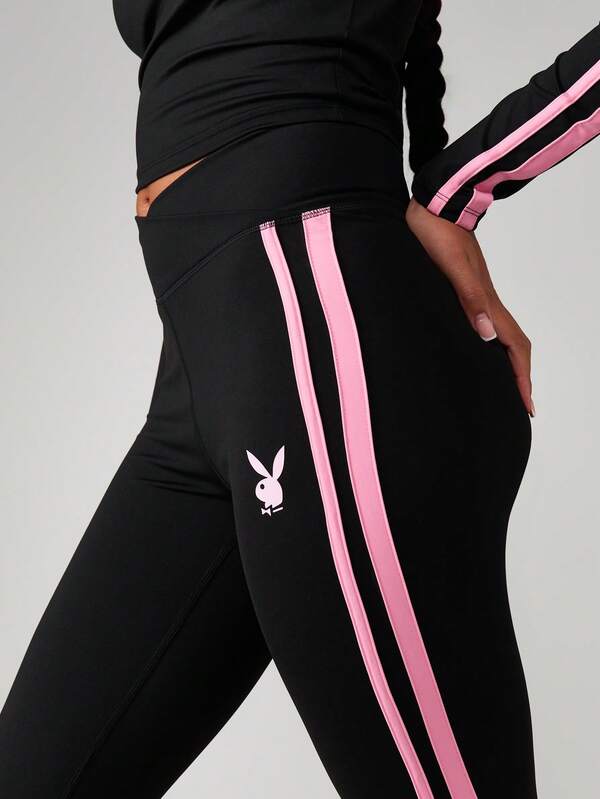 Missguided X Playboy Leggings With Side Stripe Detail