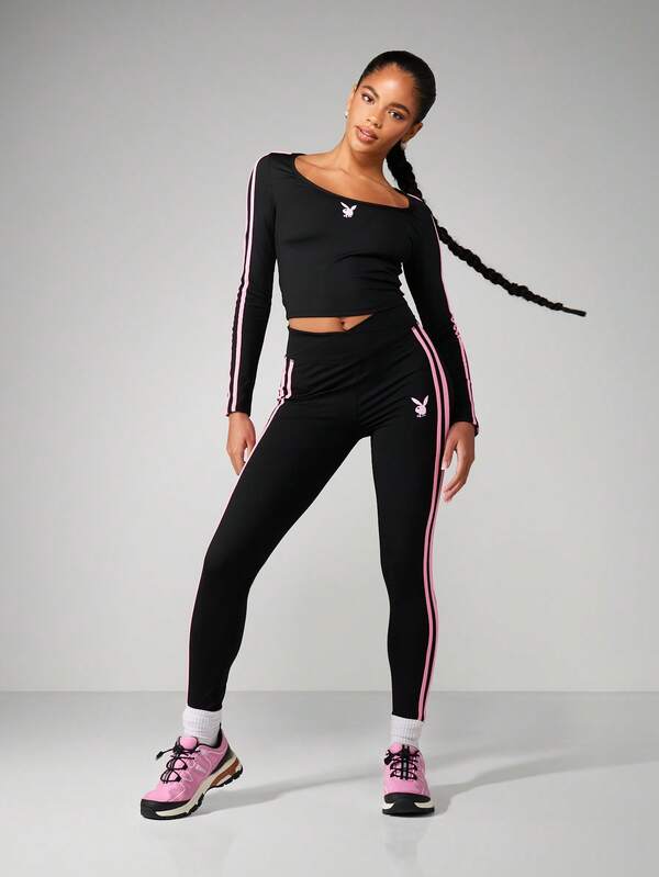 Missguided x Playboy Leggings With Side Stripe Detail