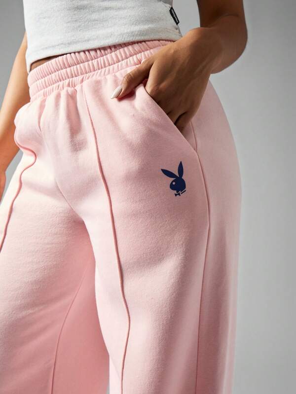Missguided X Playboy Leisure Wide Leg Comfy Sweatpants With Pockets