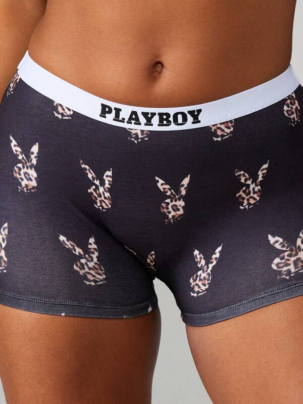 Missguided X Playboy Leopard Print Bralette And Shorts Set