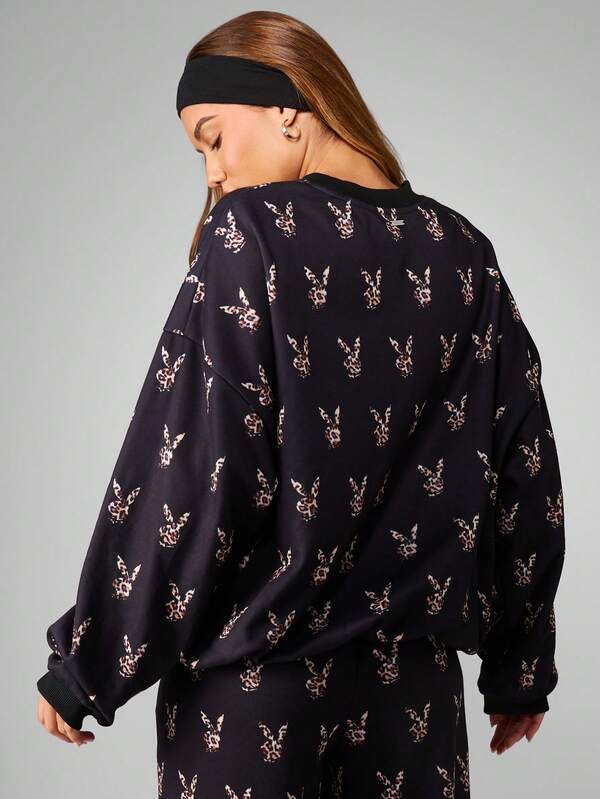 Missguided X Playboy Leopard Print Bunny Head Crew Neck Sweatshirt