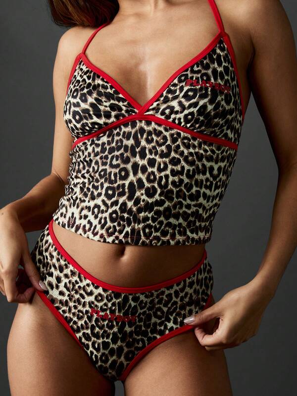Missguided X Playboy Leopard Print Cami Top With Matching Thong