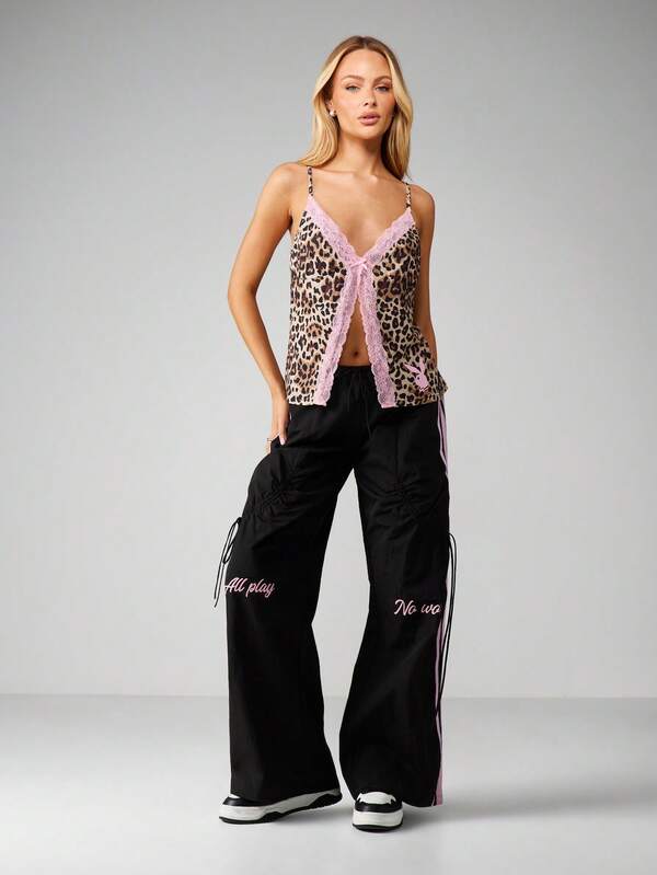 Missguided X Playboy Leopard Print Cami With Lace Trim