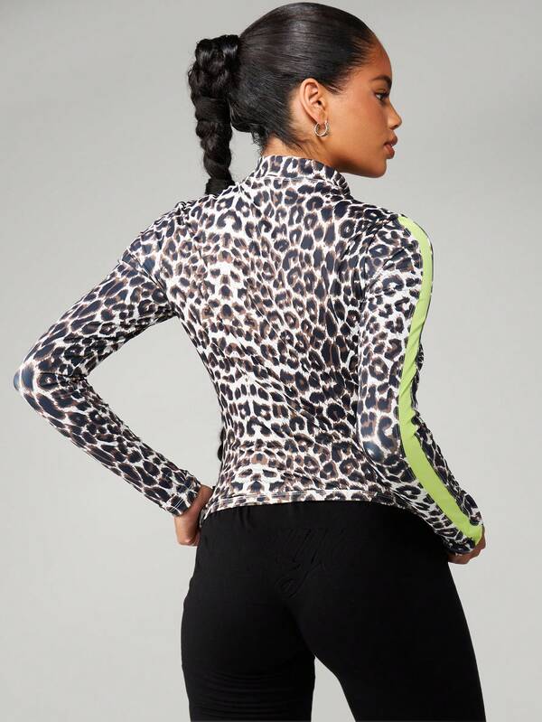 Missguided X Playboy Leopard Print Full Zip Track Jacket
