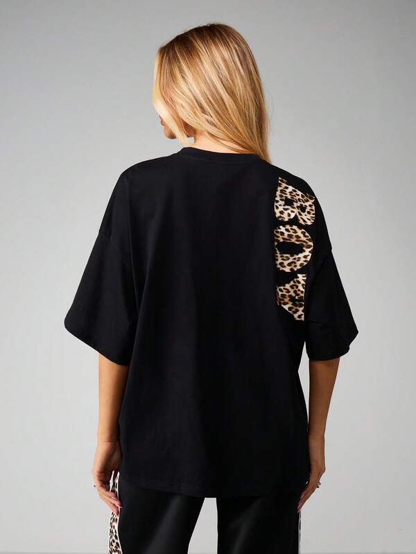 Missguided X Playboy Leopard Print Graphic Oversized T-Shirt