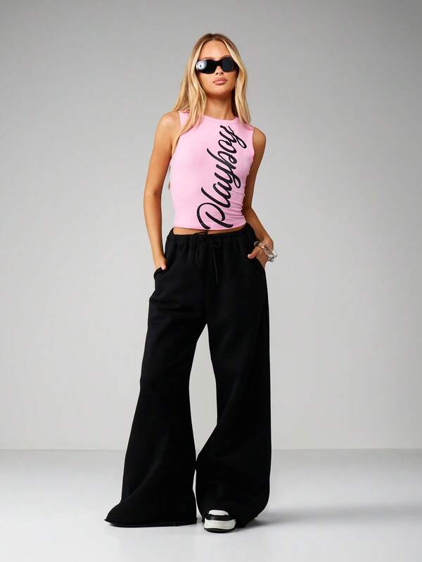 Missguided X Playboy Letter Print Sleeveless Tank Top