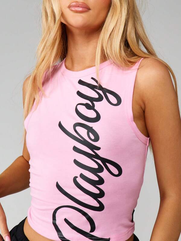 Missguided X Playboy Letter Print Sleeveless Tank Top