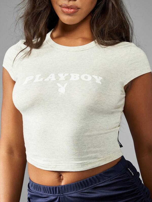 Missguided X Playboy Logo Bunny Print Graphic Baby Tee