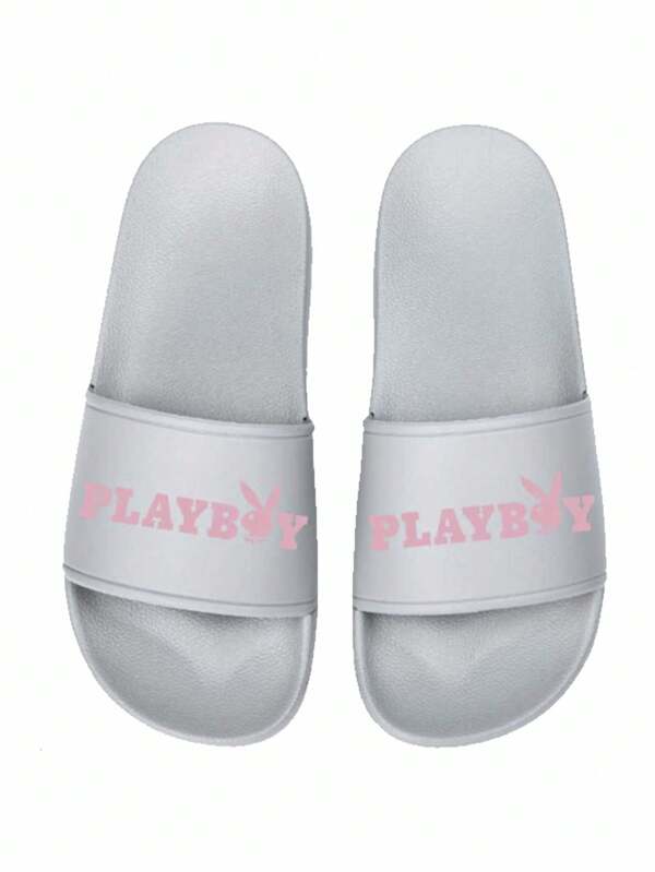 Missguided x Playboy Logo Pool Slides Bath Slippers