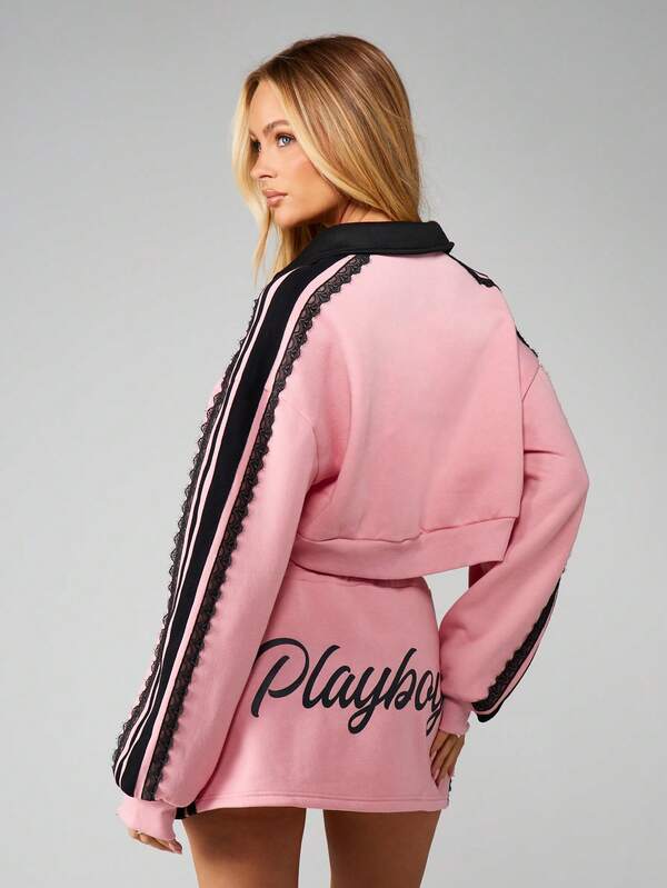 Missguided X Playboy Logo Sweatshirt With Contrast Trim