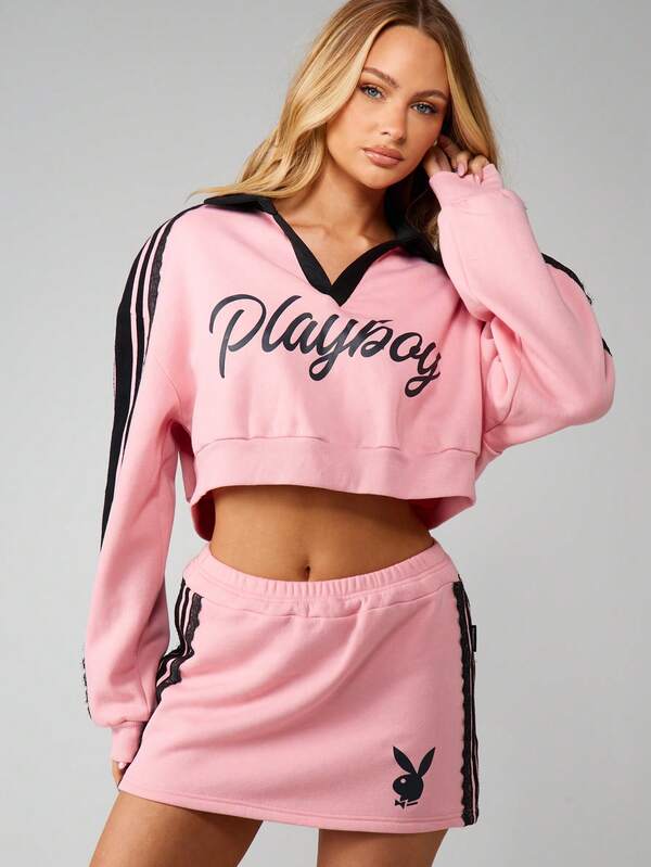 Missguided X Playboy Logo Sweatshirt With Contrast Trim