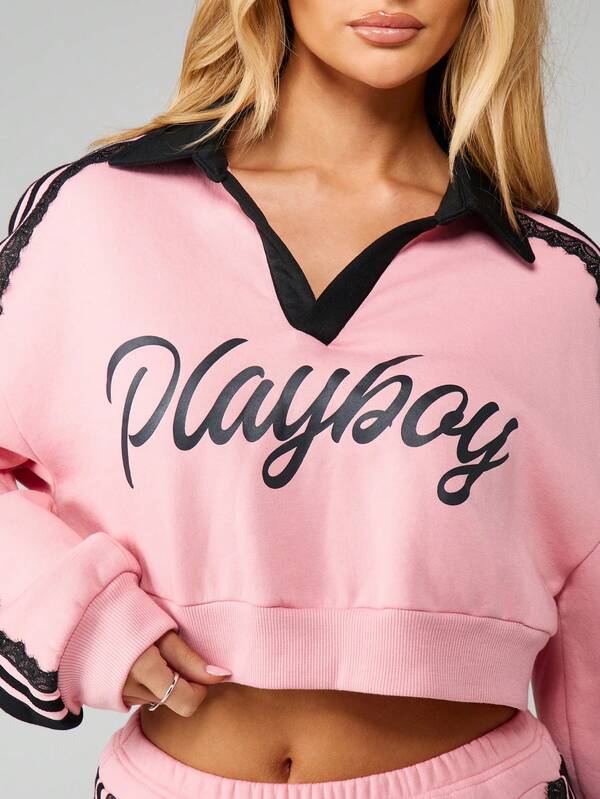 Missguided x Playboy Logo Sweatshirt With Contrast Trim