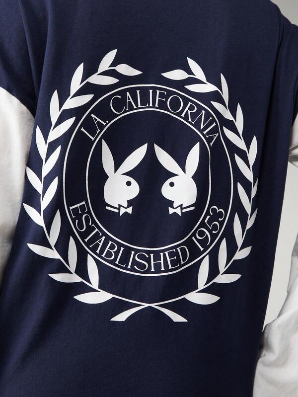Missguided X Playboy Long Sleeve Color Block Tee With