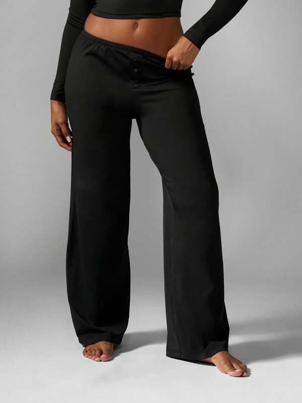 Missguided X Playboy Long Sleeve Crop Top With Wide Leg Pants Set