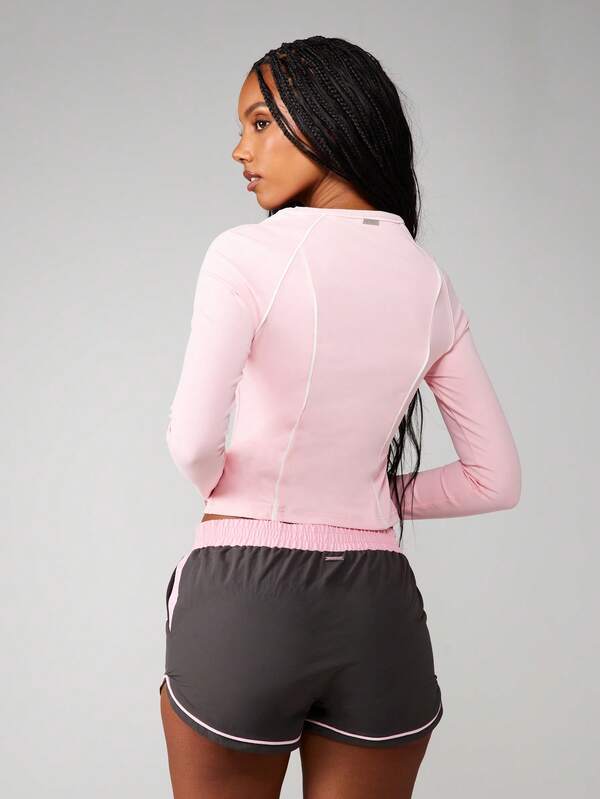 Missguided X Playboy Long Sleeve Fitted Crop Top With Raglan Sleeves