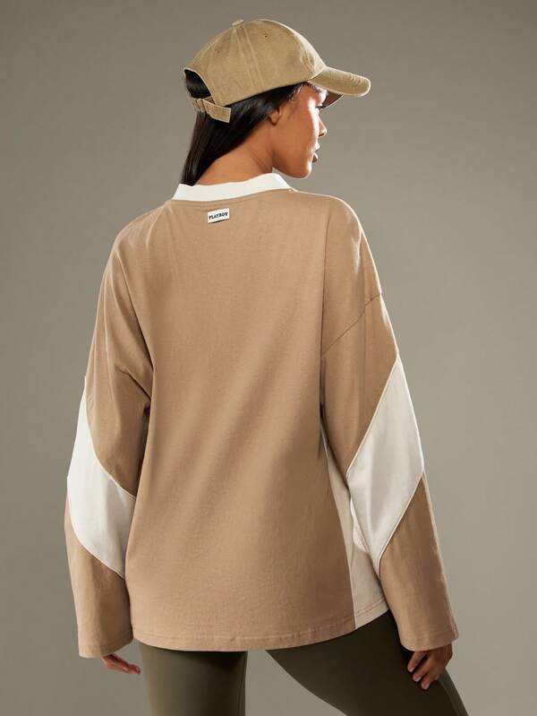 Missguided X Playboy Long Sleeve V Neck Sweatshirt With Logo Print