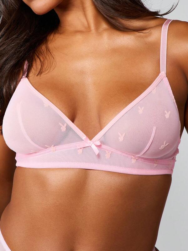 Missguided X Playboy Mesh Bralette With Bow Detail