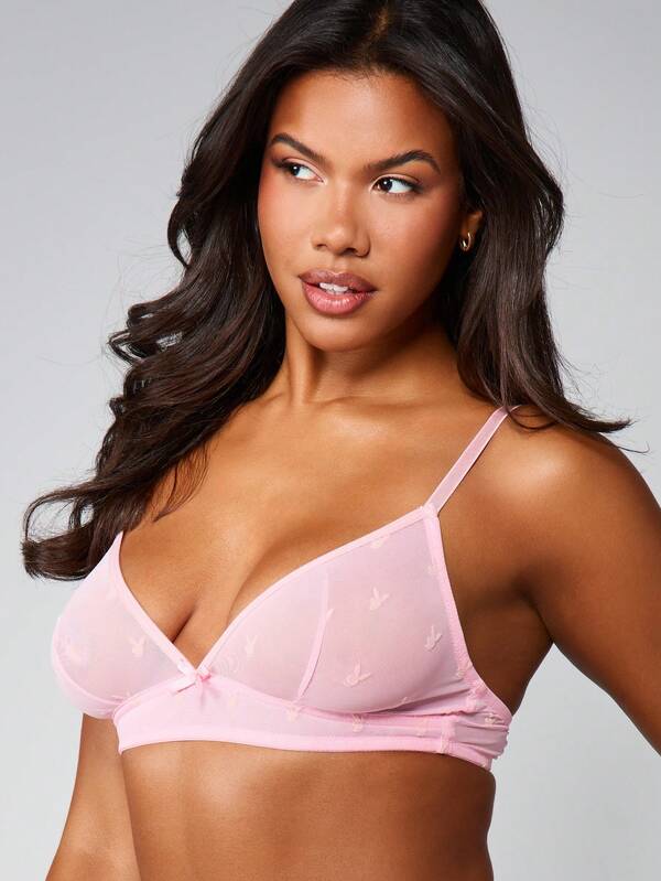 Missguided X Playboy Mesh Bralette With Bow Detail