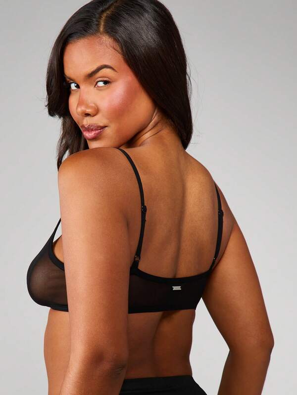 Missguided X Playboy Mesh Bralette With Rhinestone Hotfix Detail