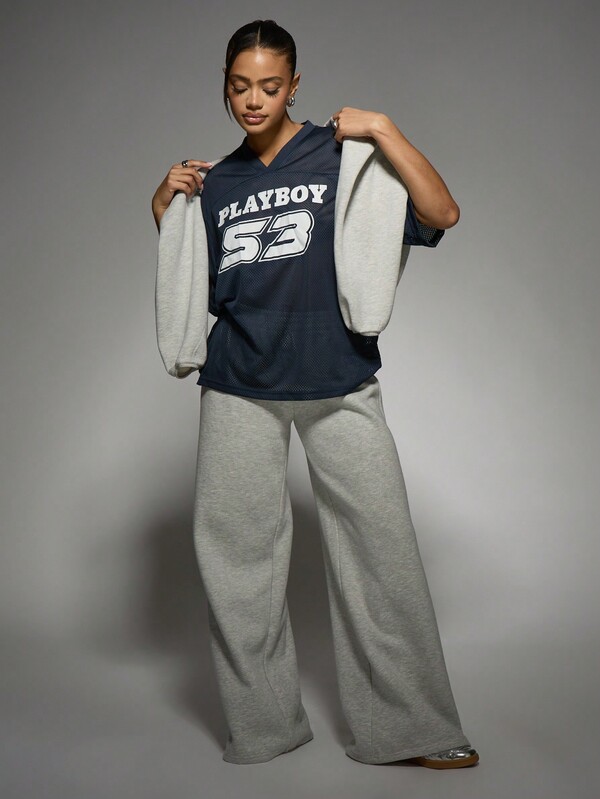 Missguided X Playboy Mesh Jersey Varsity Top With Sports Number Print
