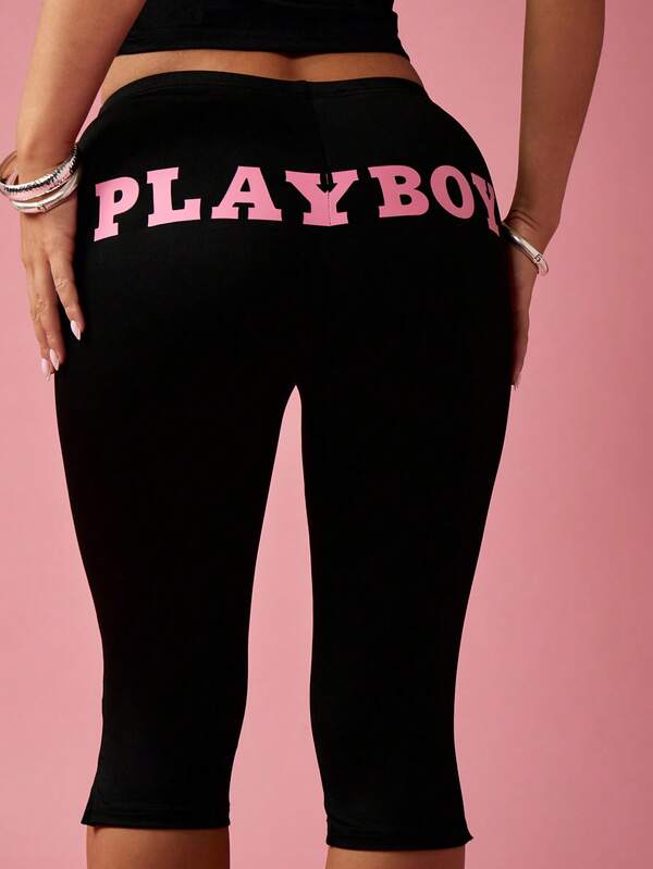 Missguided X Playboy Mid Length Capri Stretch Comfort Fit Leggings