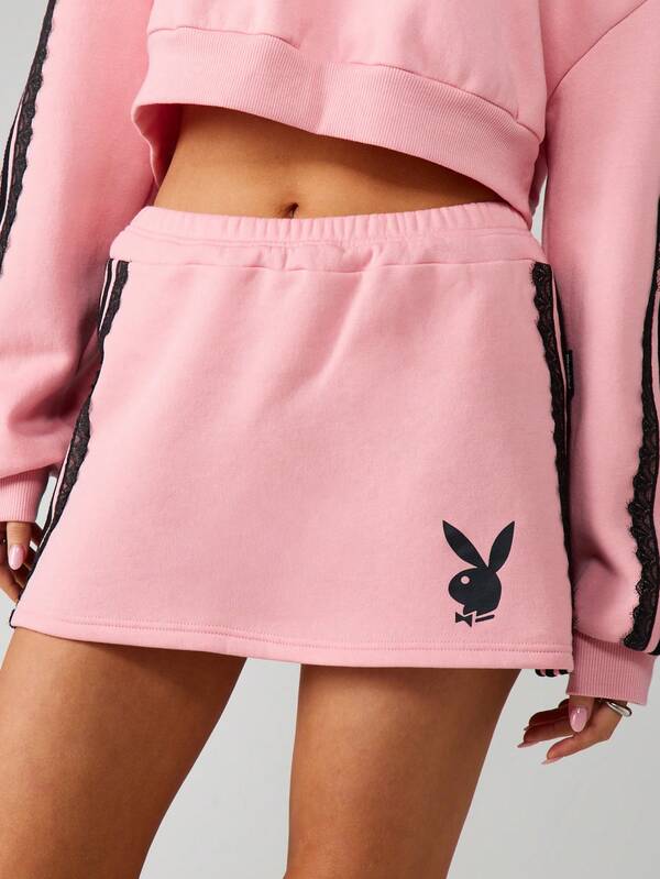 Missguided X Playboy Mini Sweat Skirt With Side Stripes