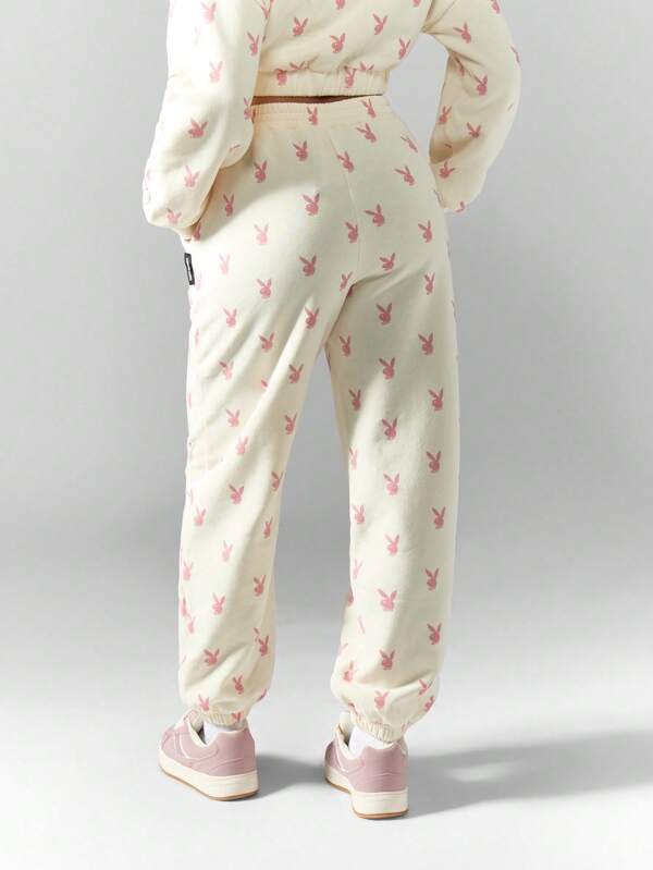 Missguided X Playboy MISSGUIDED Allover Print Relaxed Fit Jogger Sweatpants