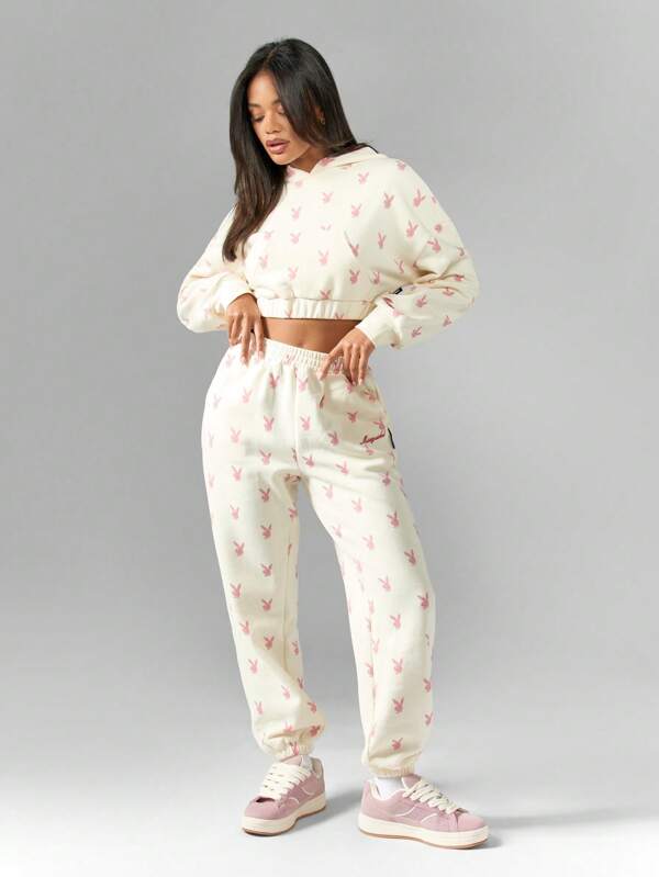 Missguided X Playboy MISSGUIDED Allover Print Relaxed Fit Jogger Sweatpants