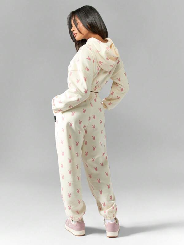 Missguided X Playboy MISSGUIDED Allover Print Relaxed Fit Jogger Sweatpants