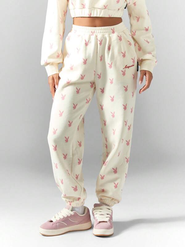 Missguided x Playboy MISSGUIDED Allover Print Relaxed Fit Jogger Sweatpants