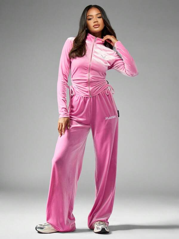 Missguided x Playboy MISSGUIDED Athleisure Ruched Side Jogger Pants