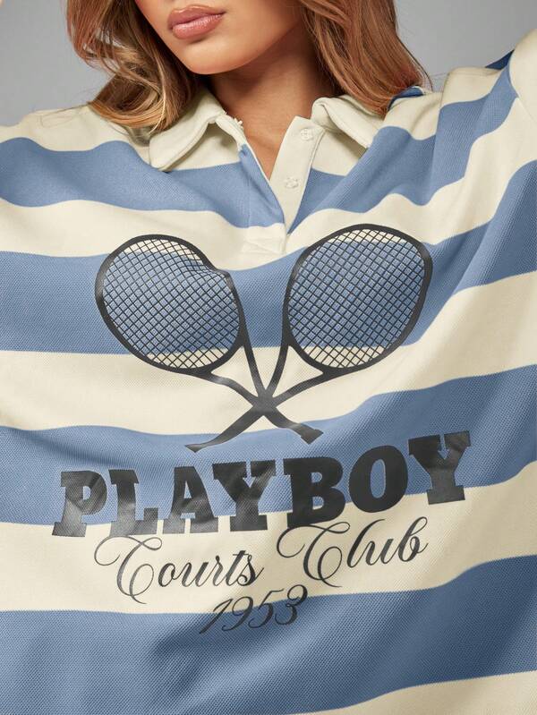 Missguided X Playboy MISSGUIDED Classic Preppy Striped Two-Piece Outfits