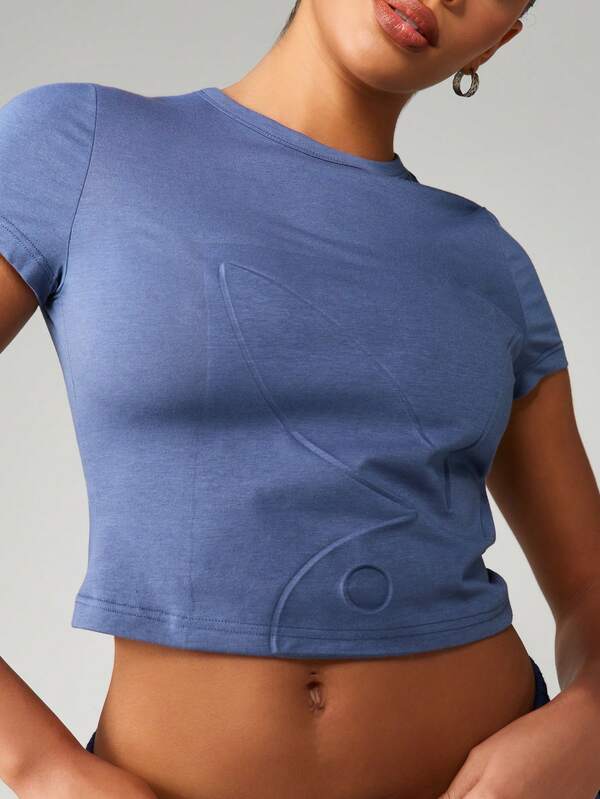 Missguided x Playboy MISSGUIDED Embossed Baby Tee With Crop Design