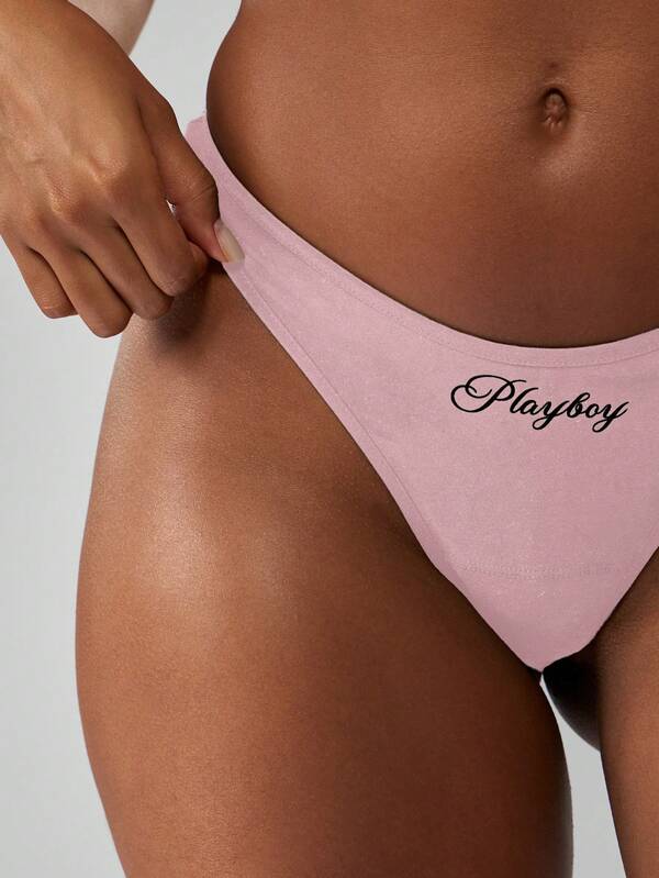 Missguided X Playboy MISSGUIDED High Cut Brief With Logo Print Design