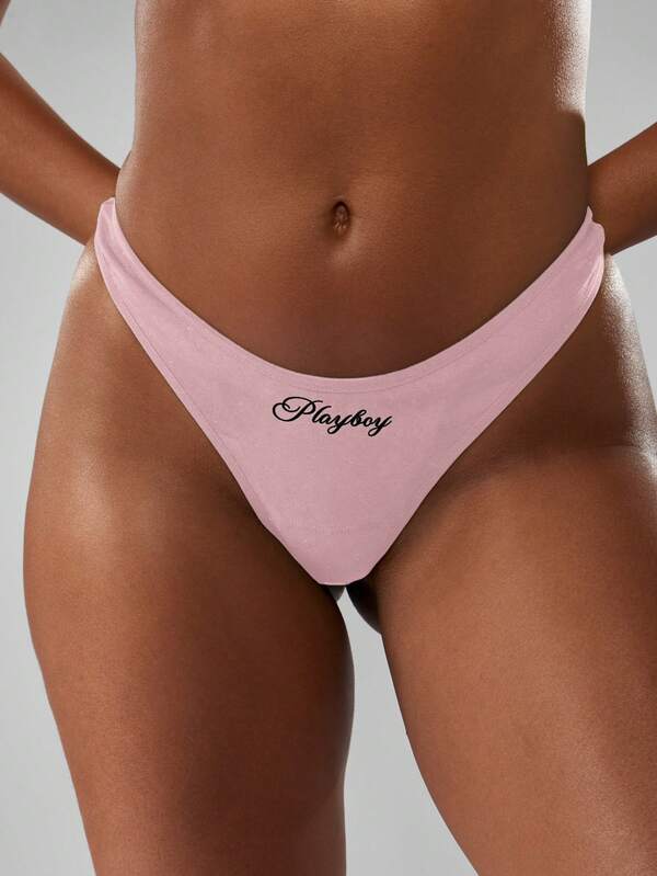 Missguided x Playboy MISSGUIDED High Cut Brief With Logo Print Design