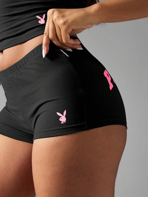Missguided X Playboy MISSGUIDED High Waisted Booty Shorts With Tight Fit