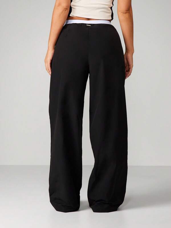 Missguided X Playboy MISSGUIDED High Waisted Wide Leg Woven Pants