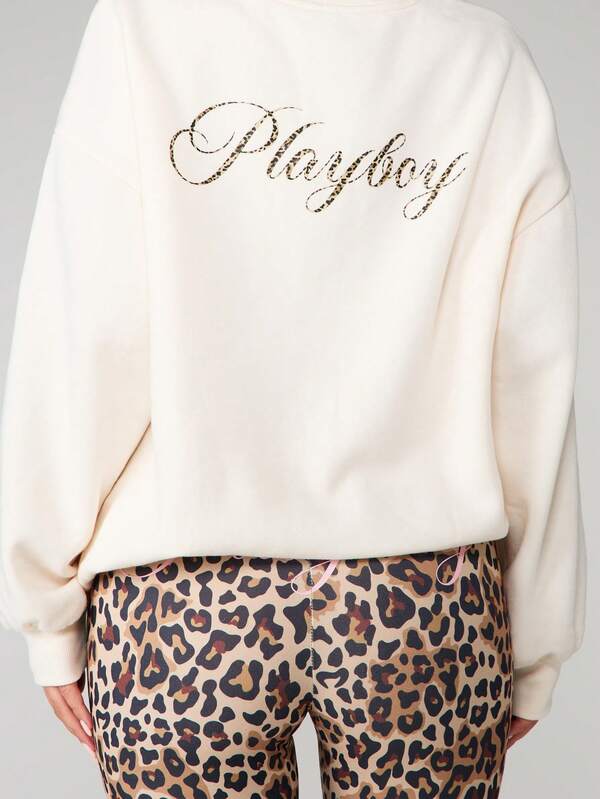 Missguided X Playboy MISSGUIDED Leopard Print Number Crew Neck Sweatshirt