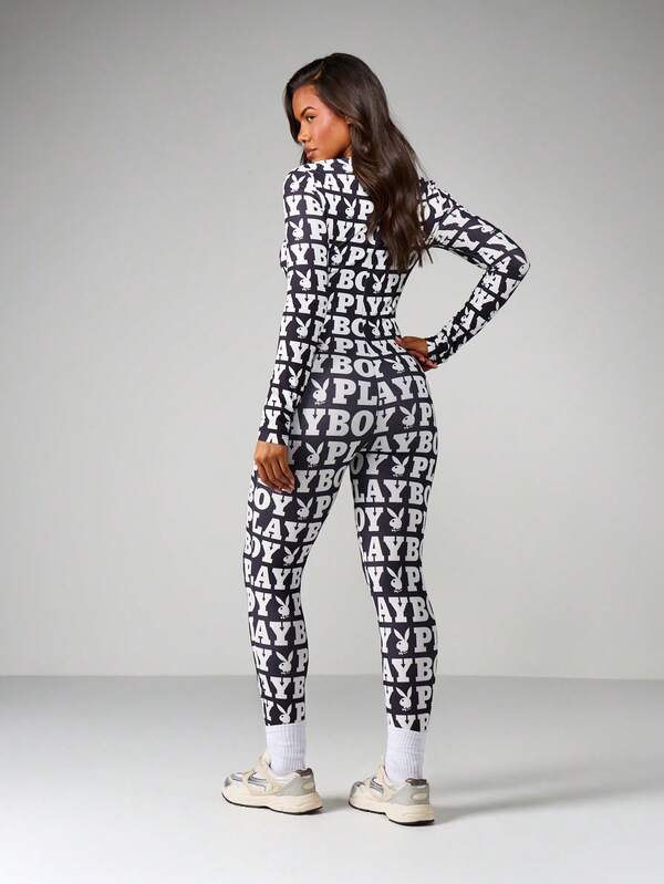 Missguided X Playboy MISSGUIDED Logo Full Length Jumpsuit