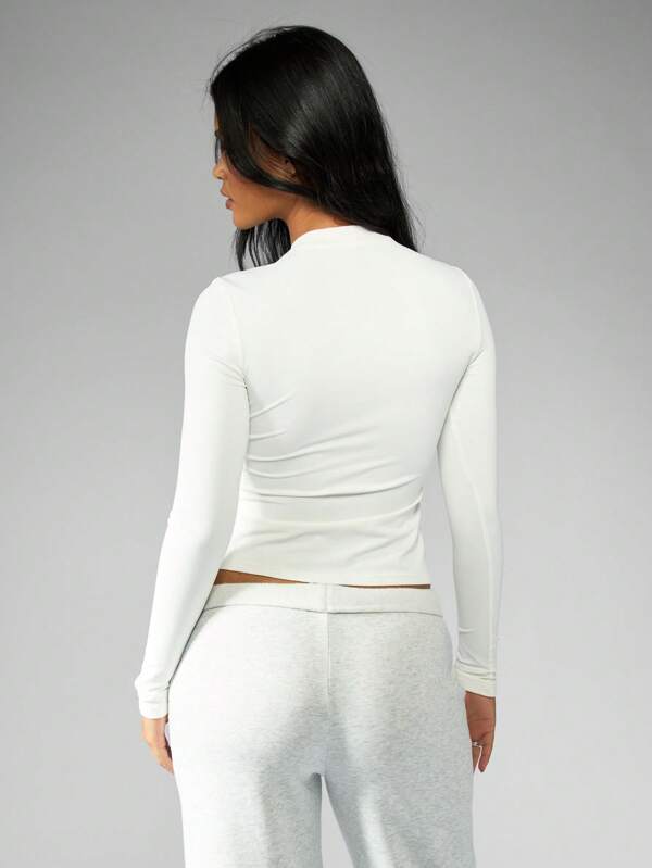Missguided X Playboy MISSGUIDED Long Sleeve Crop Top With Bunny Logo Women Tops